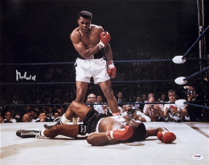 Muhammad Ali Autographed 16x20 Color Photograph of Ali Standing Over Liston (PSA/DNA)